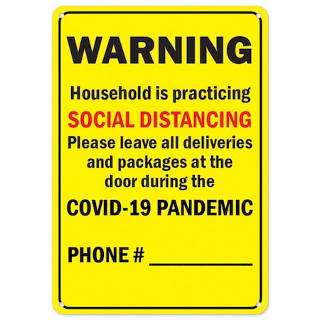 Signmission Public Safety, Warning Household Is Practicing Social Distancing, 7in X 5in Decal, OS-NS-D-57-25548 OS-NS-D-57-25548